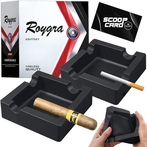 Silicone Cigar Ashtray Set (2 Pack), Windproof Outdoor Patio Ashtray