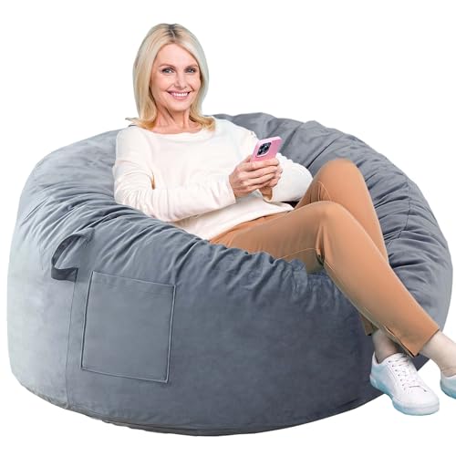 Memory Foam Bean Bag Chair with Washable Velvet Cover for Living Room
