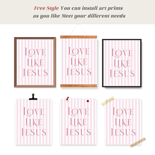 Pink Bow Christian Wall Art Decor - 10x8 Inch Inspirational Bible Verses Set of 4