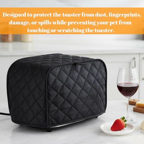 2-Slice Toaster Cover, Black Non-Woven Dustproof Kitchen Appliance Protector