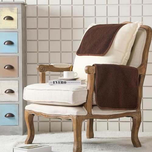 Recliner Headrest Covers Set - Non-Slip Sofa Protector (Coffee)