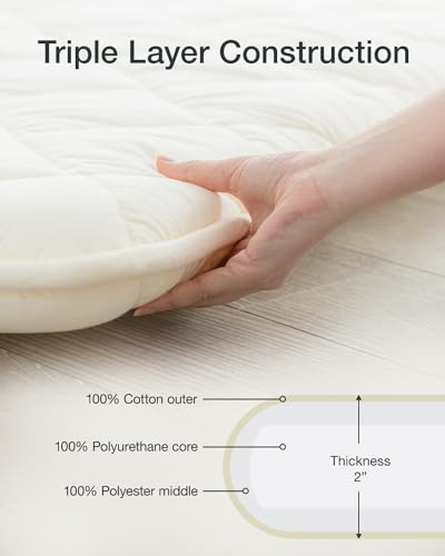 Japanese Futon Queen Size, Foldable Shikibuton Floor Bed, Cotton Sleeping Pad