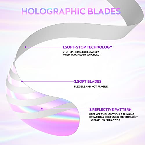 PIMAG Fly Repellent Fans for Tables 4 Pack, Holographic Blades