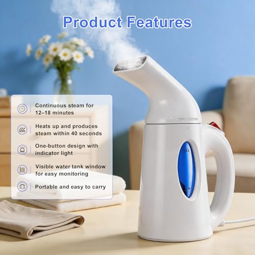 Handheld Clothes Steamer, Portable Travel Garment Steamer for All Fabrics