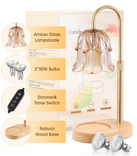 Electric Candle Warmer Lamp with Timer & Adjustable Height for Jar Candles