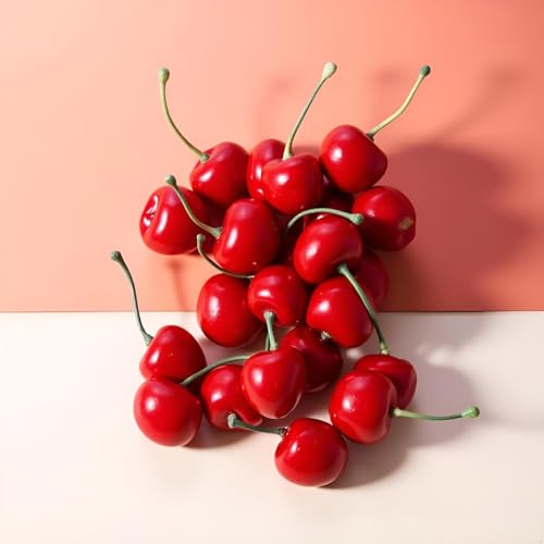 20pcs Lifelike Red Artificial Cherries - Decorative Fruit Ornaments