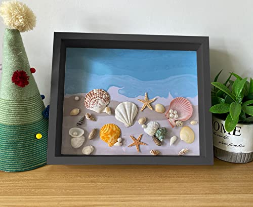5x5 Inch Shadow Box Frame with Linen Back and Push Pins, Black