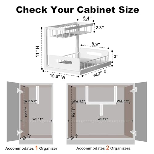 REALINN L-Shaped Under Sink Organizer, 2 Tier Pull Out Cabinet Storage (2 Pack)