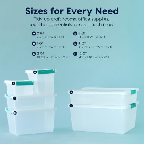 Clear Plastic Storage Bins with Lids 6 Qt 4-Pack Stackable Craft Organizers