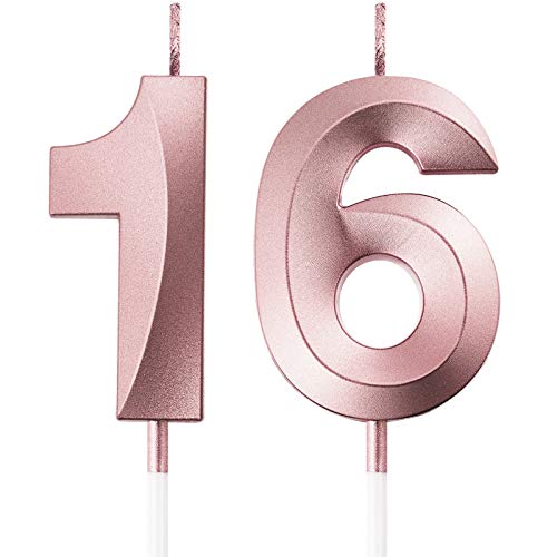 Rose Gold Birthday Number Candles for Milestone Celebrations