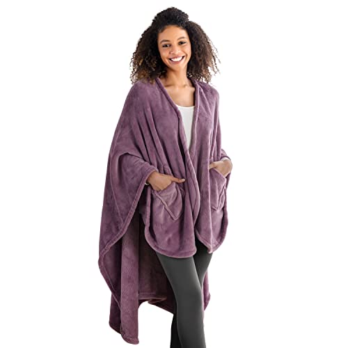Plush Wearable Blanket Cape Wrap with Pockets - Oversized Cozy Loungewear