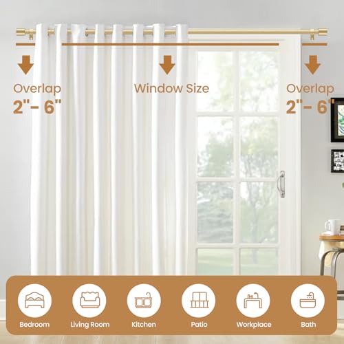 Gold Adjustable Curtain Rod for Windows, 28-48 Inch Heavy Duty 5/8 In