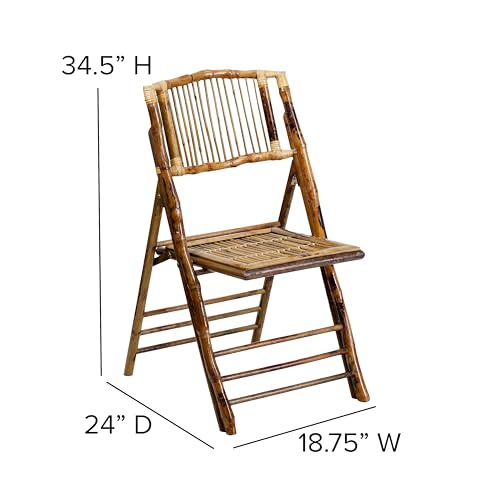 Bohemian Bamboo Folding Chairs, Set of 4, Commercial Grade Event Seating