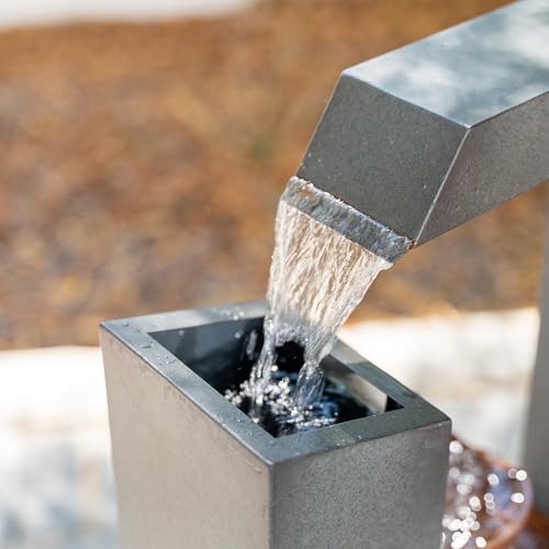 38-Inch Tall Metal Sculptural Flower Multi-Tier Freestanding Water Fountain