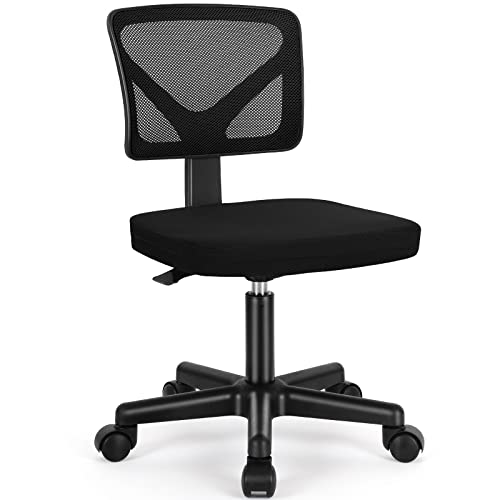 Small Armless Mesh Desk Chair - Ergonomic Swivel Rolling Office Chair