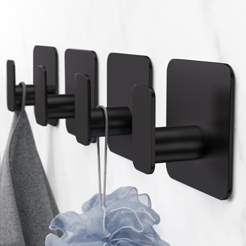 Heavy Duty Adhesive Wall Hooks - 304 Stainless Steel Waterproof 4-Pack