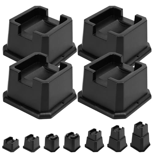 Heavy Duty Bed Risers, 2 Inch Elevation - 4 Pack for Caster Wheels & Posts