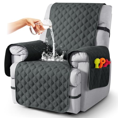 Waterproof Recliner Chair Cover, 22" Reversible Protector with Pockets