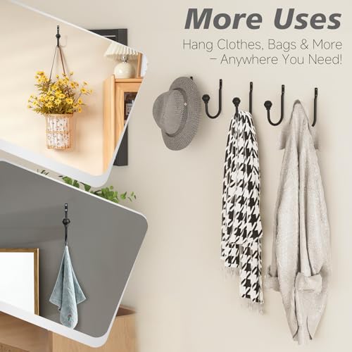 Black Metal Curtain Holdbacks - Wall-Mounted Drape Tieback Hooks (Set of 2)