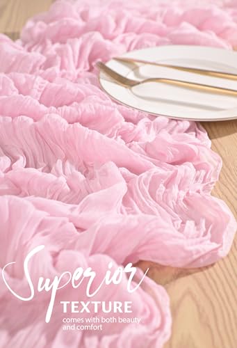 Light Pink 18-Pack 10ft Cheesecloth Table Runner – Boho Gauze Wedding Decor