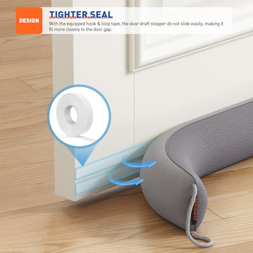 Weighted Door Draft Stopper 36 Inch - Gray Soundproof Under Door Blocker
