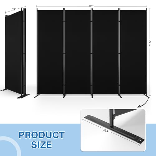 4-Panel Folding Room Divider, 88-Inch Portable Privacy Screen for Home