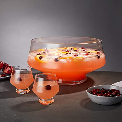 2.5-Gallon Footed Glass Punch Bowl, Large Angled Serving Bowl for Parties
