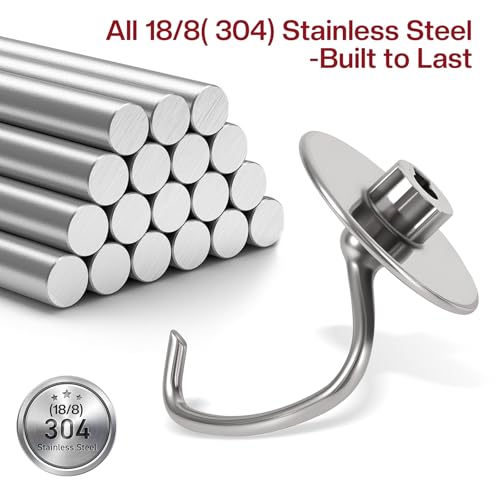 Stainless Steel Dough Hook for 4.5-5 Quart Tilt-Head Stand Mixers