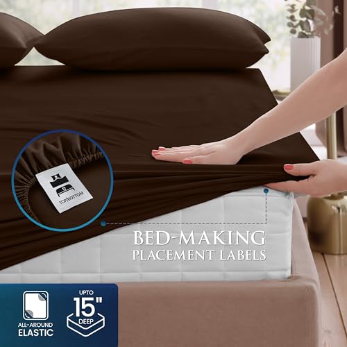 Utopia Bedding Queen Sheet Set - Brushed Microfiber - Soft Bed Sheets for Queen Size Bed Set - Includes 1 Fitted, 1 Flat, & 2 Pillow Cases - Deep Pocket (Brown)