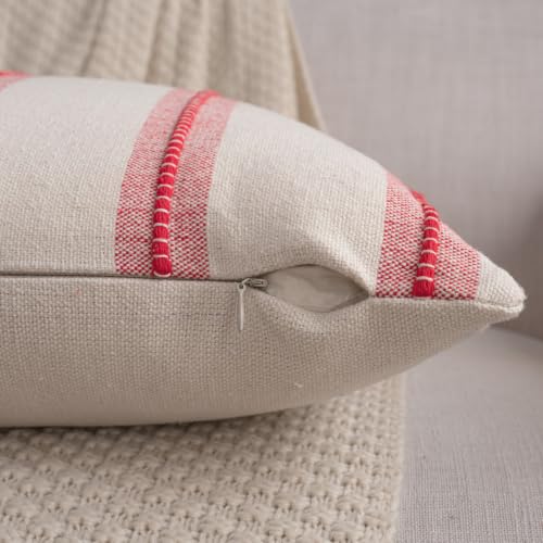 Cethom Red & White Striped Christmas Throw Pillow Covers 18x18 Set of 2