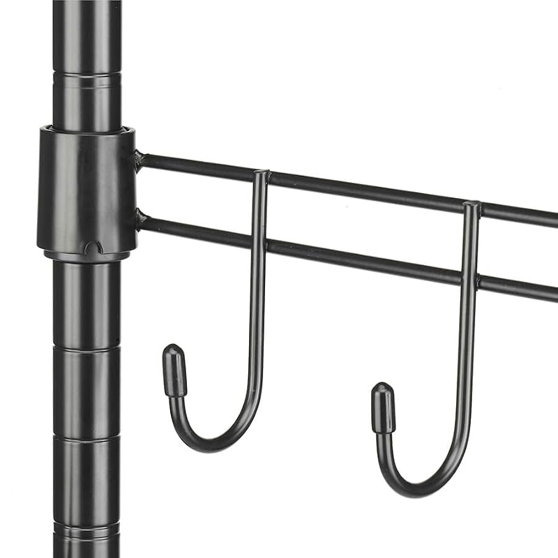 Over-the-Fridge Storage Shelf with 7 Hooks and Microwave Rack