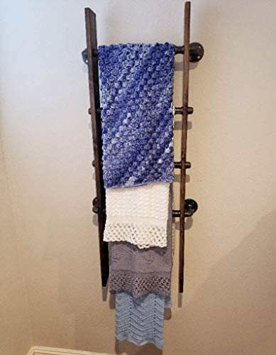 Rustic Industrial Pipe and Wood Blanket Ladder - 48-Inch Wall Mount