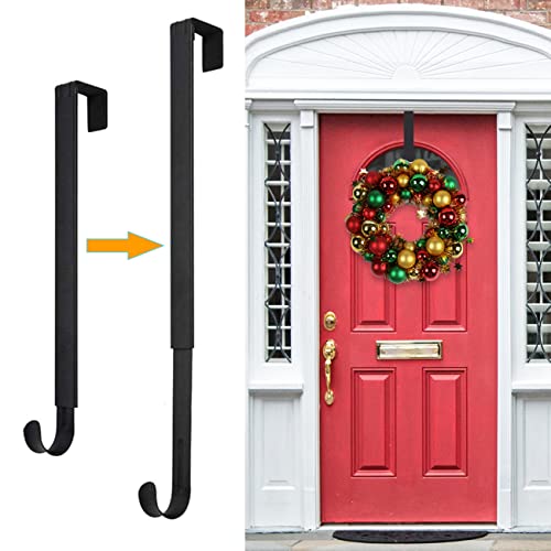 Adjustable Front Door Wreath Hanger - Heavy-Duty Metal Door Hook (14.9-25")