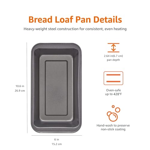 Nonstick Steel Bread Loaf Pan Set - 9.5 x 5 Inch Baking Pans (2-Pack)