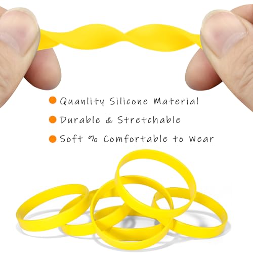 12-Pack Yellow Silicone Wristbands - Blank Rubber Bracelets for Events