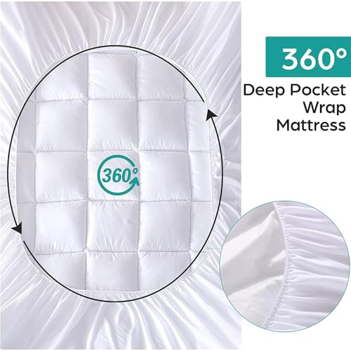 Waterproof Queen Mattress Topper, Cotton Pillowtop with Fitted Cover