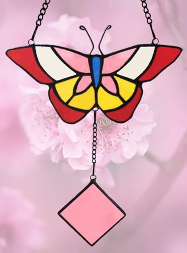 Kalockolo Handmade Butterfly Stained Glass Window Hanging Decorative Suncatcher