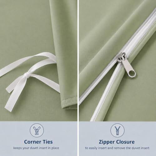 Egyptian Cotton Duvet Cover, Super King Size, Solid Sage Green