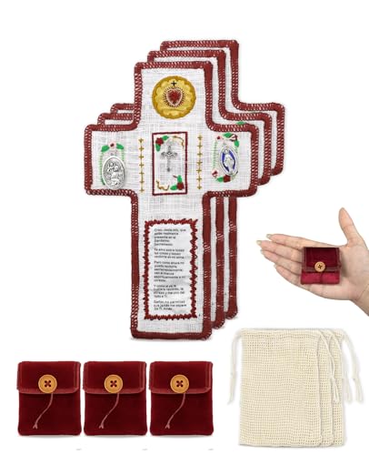 Spanish Prayer Quilt Set with Cross | Embroidered Catholic Gifts