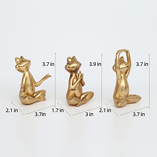 Gold Frog Yoga Figurines Set of 3 - Modern Resin Statue for Home Decor