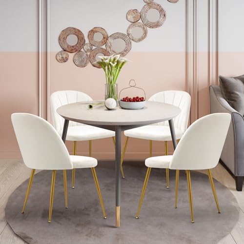 Set of 4 Velvet Dining Chairs, Mid-Century Modern Upholstered Kitchen Chairs