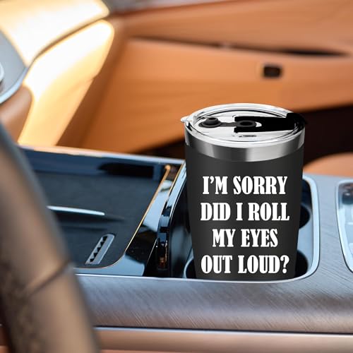 Did I Roll My Eyes Out Loud 20oz Stainless Steel Tumbler with Lid (Black) – Funny Attitude Travel Mug