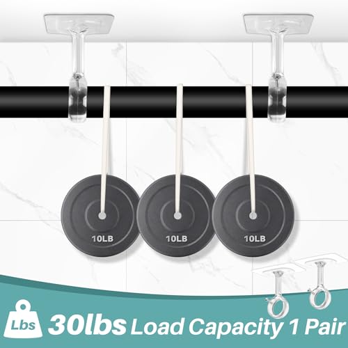 6-Pack Self-Adhesive Ceiling Curtain Rod Brackets, Heavy Duty No-Drill Hooks