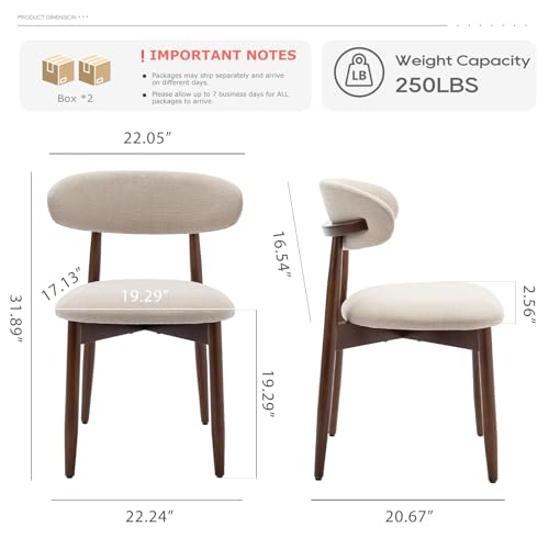 Modern Fabric Upholstered Wooden Dining Chairs Set of 4 - Farmhouse Side Chairs
