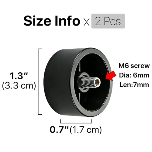 Modern Metal Curtain Rod Finials, 1-Inch Decorative End Caps, Black, 2 Pack