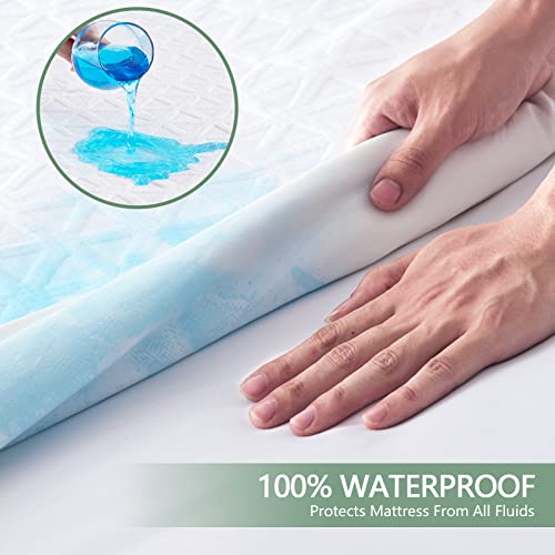 GOPOONY Queen Waterproof Cooling Mattress Protector - Deep Pocket Bed Cover