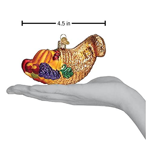 Handcrafted Mouth-Blown Glass Cornucopia Holiday Tree Ornament