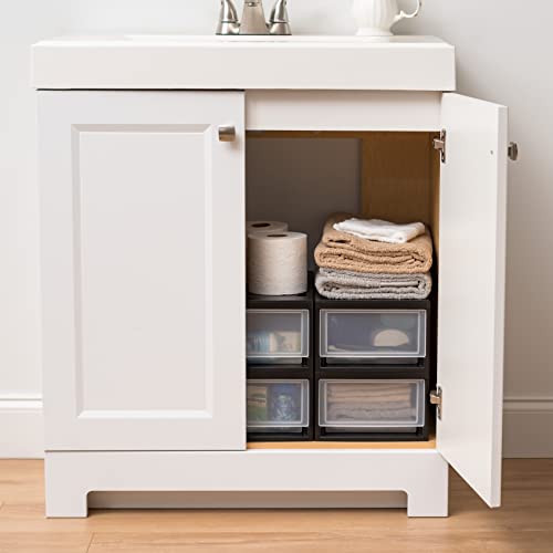 Small Stacking Drawer Storage Organizer 6 Qt 4-Pack Black
