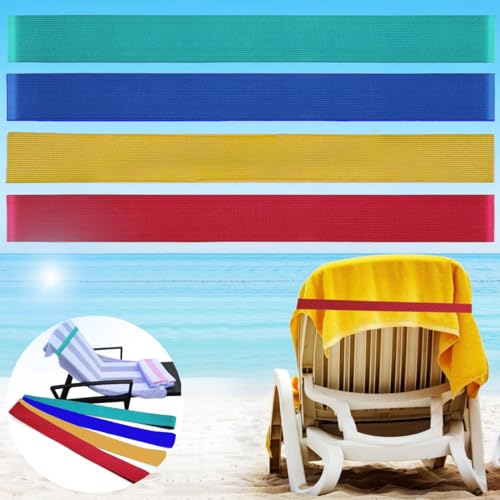 Beach Towel Bands 4 Pack – Elastic Windproof Straps for Cruise & Pool Chairs