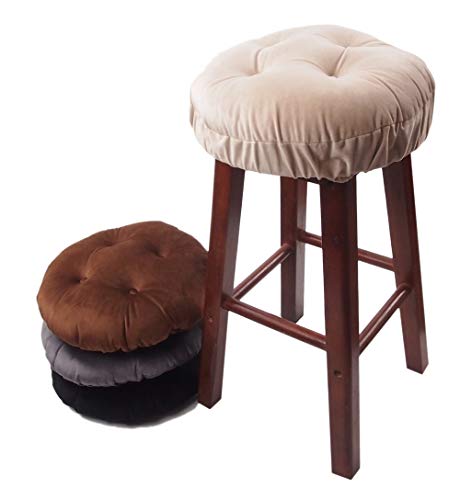12-Inch Black Velvet Padded Bar Stool Cushion with Non-Slip Backing